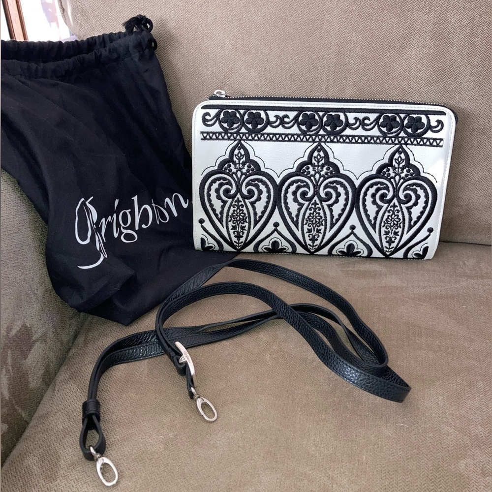 Brighton Black and White Clutch/Crossbody Purse